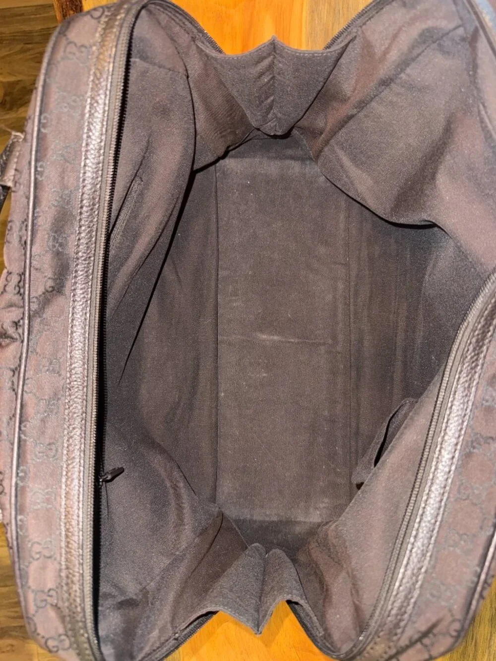 Gucci $1027 GG Canvas & Leather Princy Tote in Dark Brown